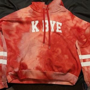 large; red tye dye; hoodie